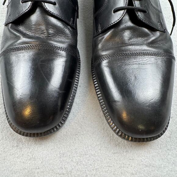 Vtg 12 M Adolfo Made In Italy Black Leather Cap Toe Oxford Shoes Mens Dress Shoe main image 7